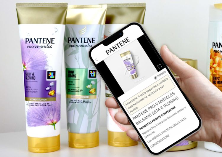 A Pantene NavilLens QR-kóddal ellátott termékei