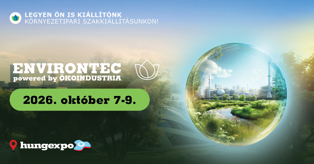 Az ENVIRONTEC 2026 szakkiállítás promóciós grafikája dátummal és helyszínnel.